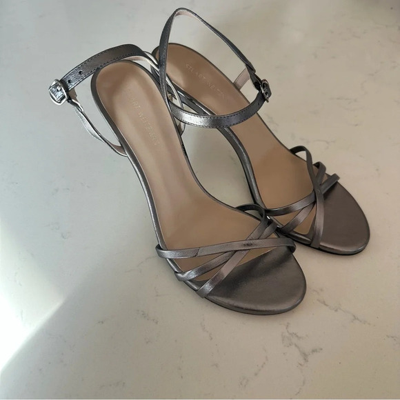 Stuart Weitzman Starla 80 Ankle strap Sandal Color Gunmetal Size: 5 - Picture 2 of 8